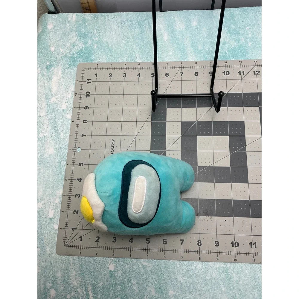 Among Us Cyan Crewmate Plush Toy with Fried Egg Hat 8 Inch Stuffed Figure